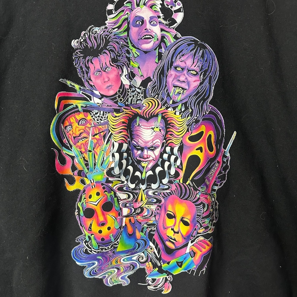 Gildan Softstyle Horror Movie Characters Sweatshirt Black Neon Graphic 2XL Mens